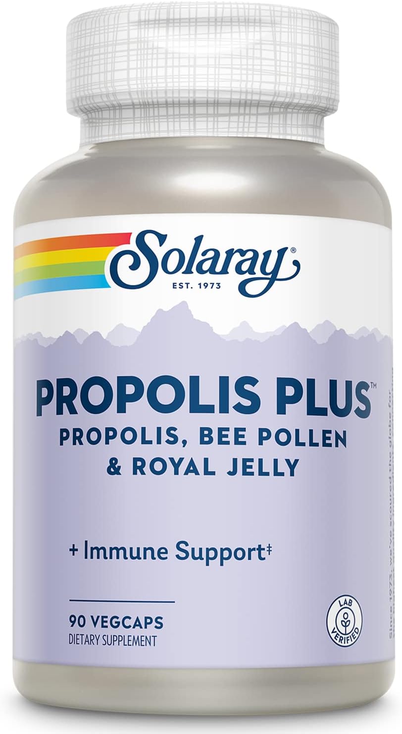 Solaray Propolis Plus Capsules - Immune System Support with Bee Propolis, Pollen, Royal Jelly - 90 VegCaps