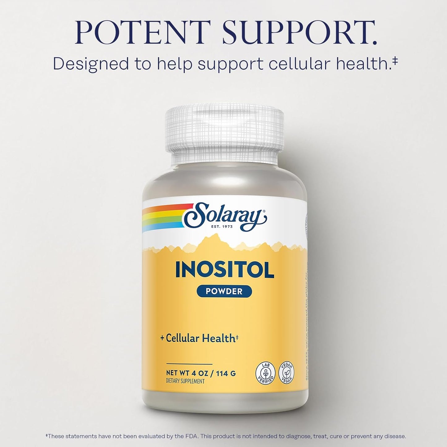 SOLARAY Pure Inositol Powder - Supports Brain, Cardiovascular & Nervous System Function - Non-GMO, Vegan (4oz)