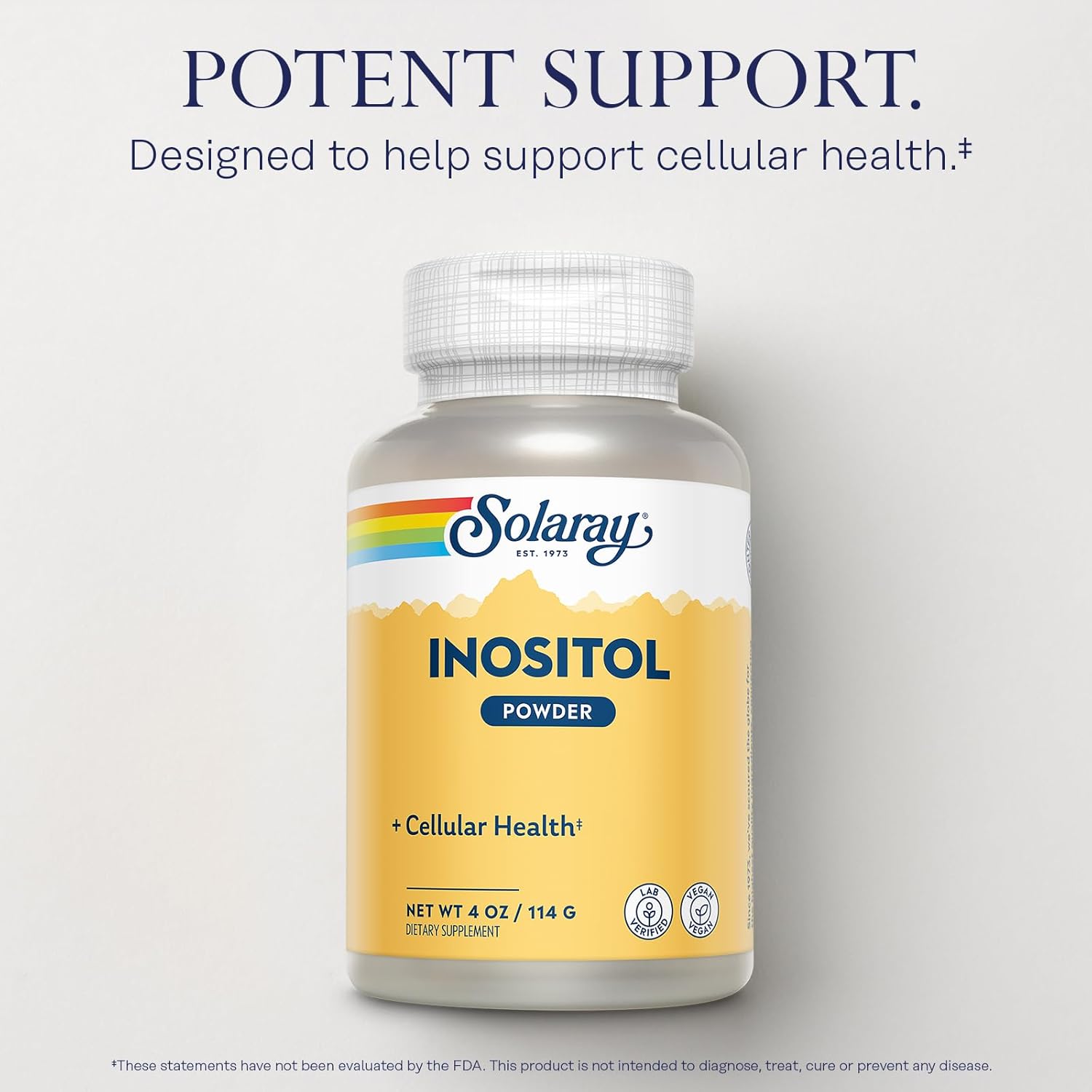 SOLARAY Pure Inositol Powder - Supports Brain, Cardiovascular & Nervous System Function - Non-GMO, Vegan (4oz)