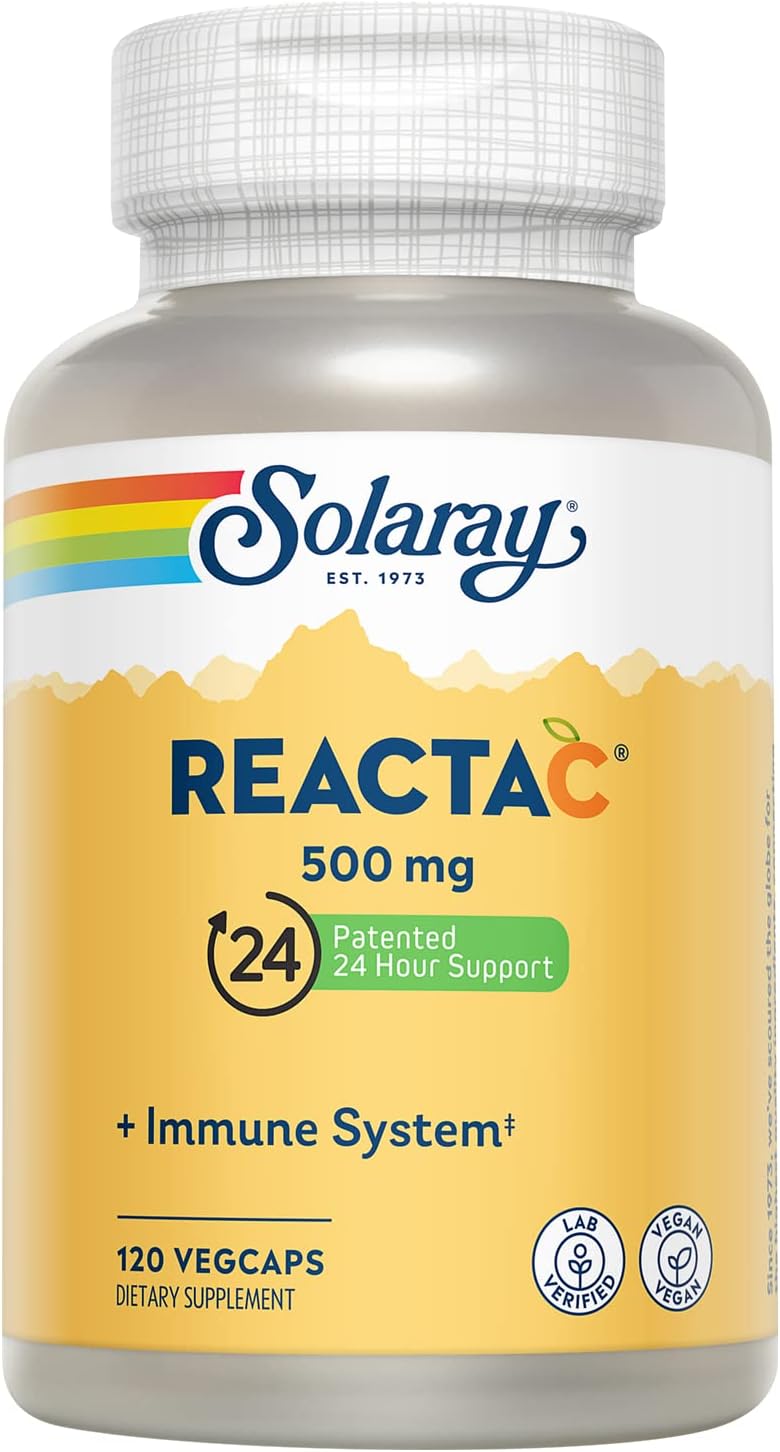 Solaray Reacta-C: 500mg Vitamin C + Bioflavonoids, Immune System Defense Supplement - 120 Capsules