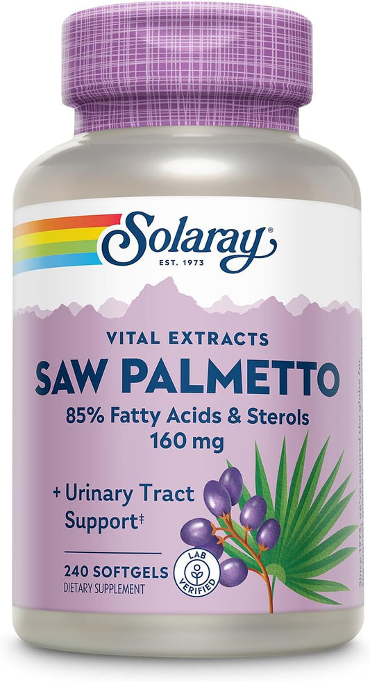 Solaray Saw Palmetto Extract Softgels - Supports Prostate Health & Urinary Tract - 136mg Fatty Acids - Lab Verified - 240 Servings