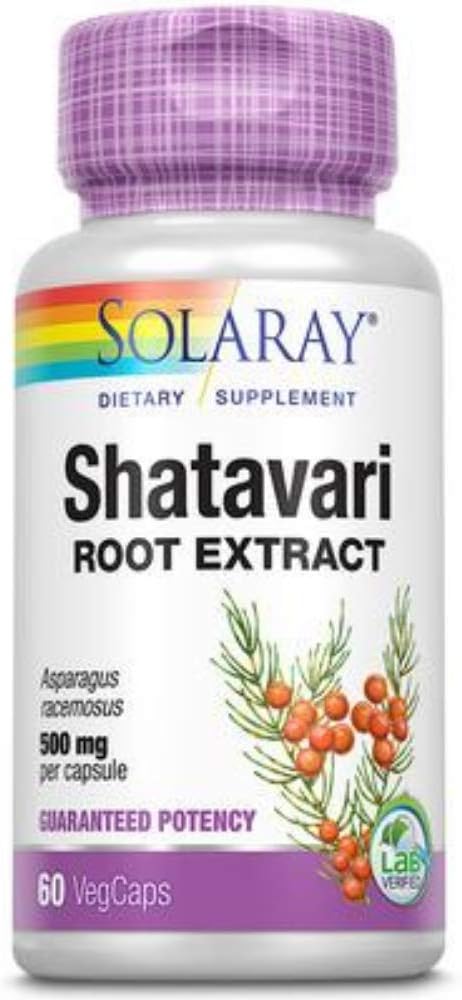 Solaray Shatavari Root Extract Capsules - 500mg Potency, 60 Count Veg Capsules