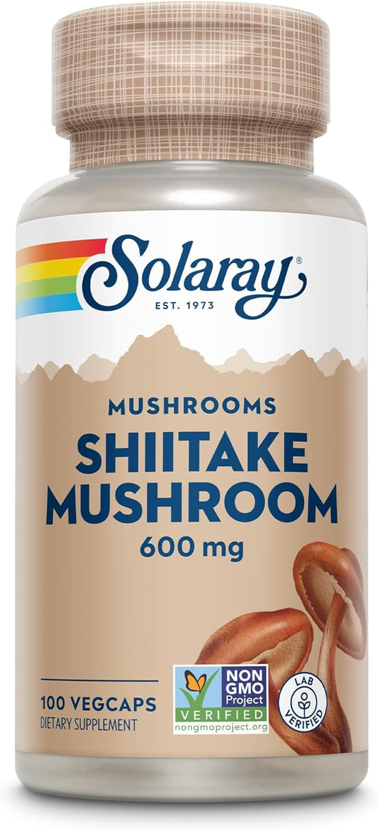 Solaray Shiitake Mushroom Capsules - 600 mg, 100ct - Immune Support Supplement
