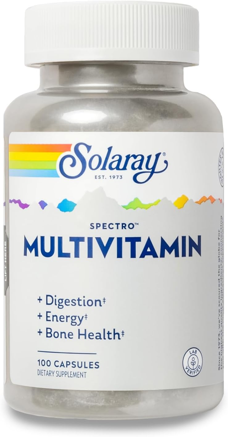 Solaray Spectro Multivitamin with Iron - Comprehensive Multivitamin for Digestion, Energy, and Bone Health Support - 100 Capsules