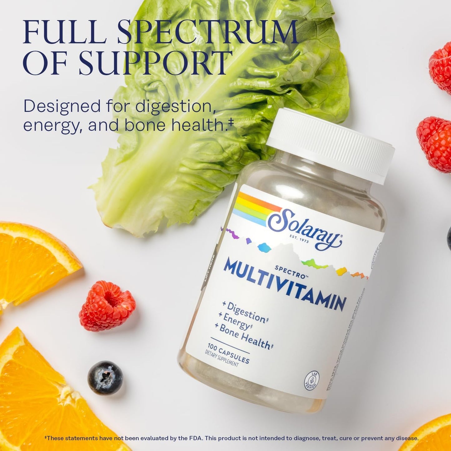 Solaray Spectro Multivitamin with Iron - Comprehensive Multivitamin for Digestion, Energy, and Bone Health Support - 100 Capsules