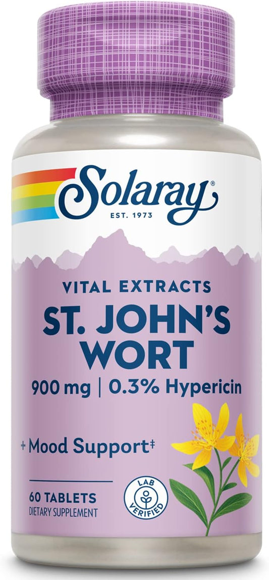 Solaray St. Johns Wort Aerial Extract 900mg - Mood & Brain Support - Non-GMO - 60 Tablets