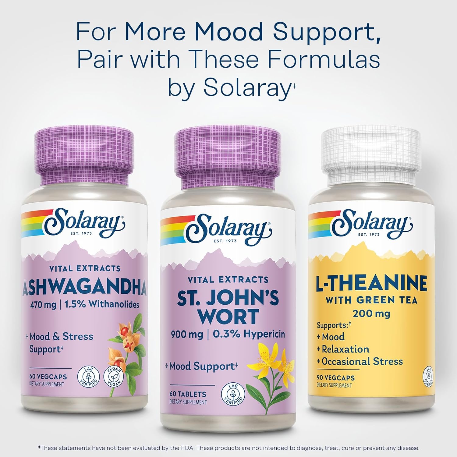 Solaray St. Johns Wort Aerial Extract 900mg - Mood & Brain Support - Non-GMO - 60 Tablets