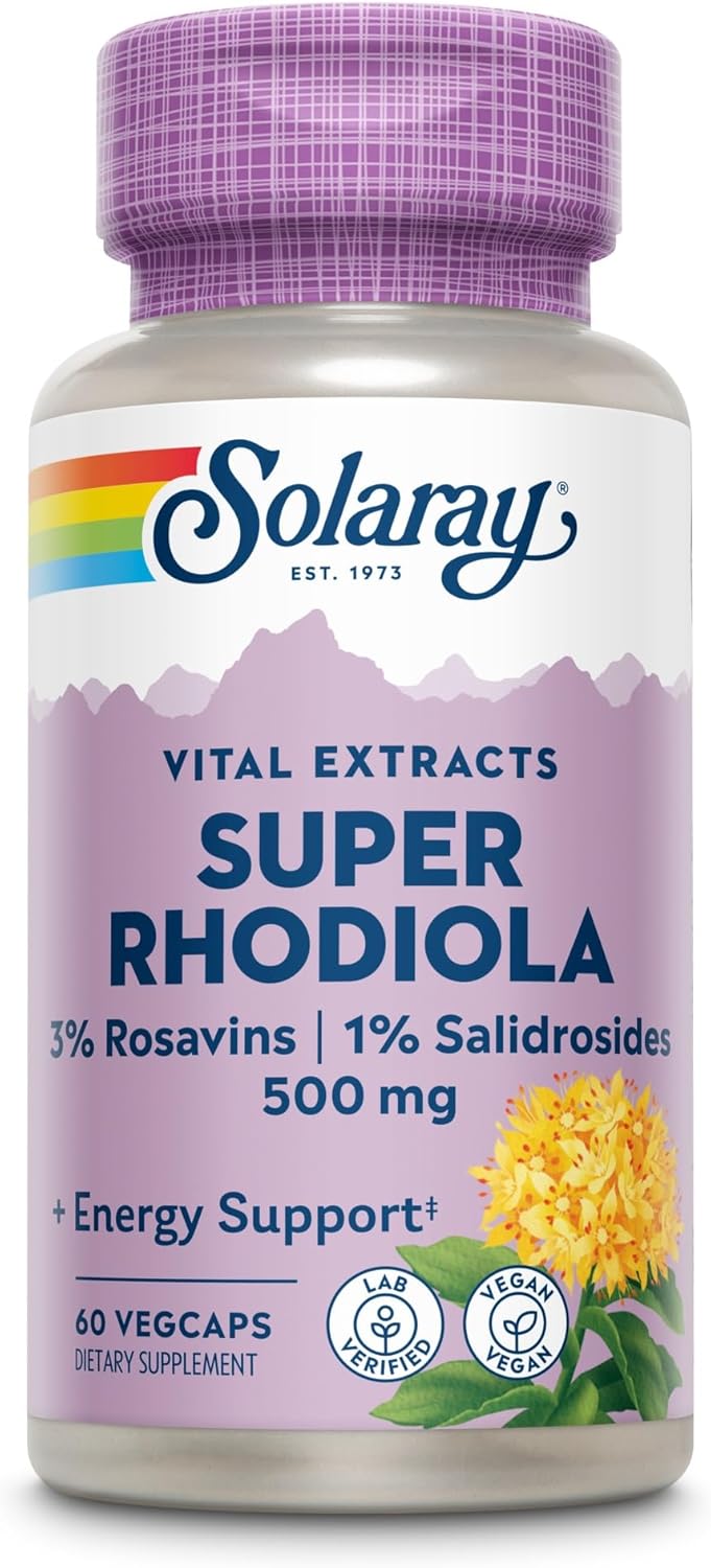 Solaray Super Rhodiola Root Extract 500 mg VCapsules - 60 Count for Energy and Stress Support