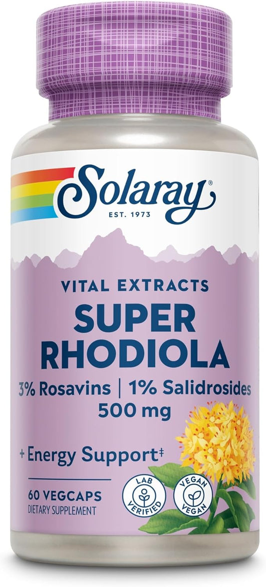 Solaray Super Rhodiola Root Extract 500 mg VCapsules - 60 Count for Energy and Stress Support