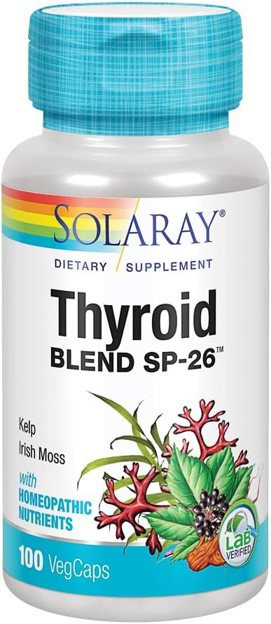 Solaray Thyroid Blend SP-26 | Herbal Formula with Cell Salt Nutrients | Supports Thyroid Health | Non-GMO, Vegan | 100 Servings | 100 VegCaps