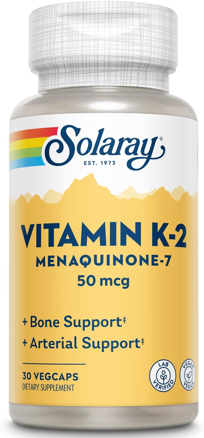 Solaray Vitamin K2 MK-7 50mcg Veg Capsules - 30 Count Bottle