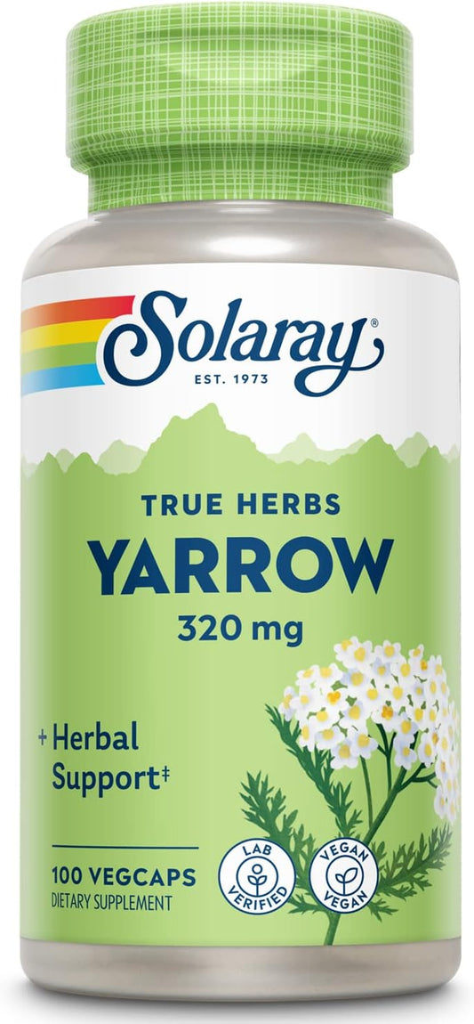 Solaray Yarrow 320mg VegCaps - Herbal Support for Appetite, Digestion, and Comfort - Lab Verified - 100 Servings