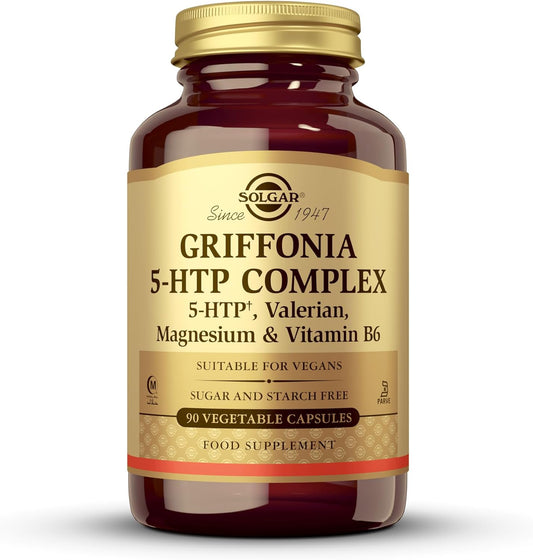 Solgar 5-HTP Capsules 100mg - Natural Stress Relief & Mood Booster - Non-GMO, Vegan, Gluten Free - 90 Servings
