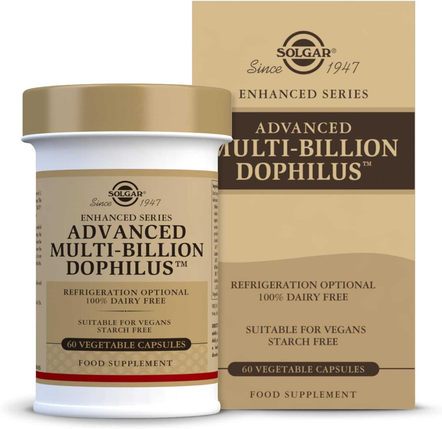 Solgar Advanced Multi-Billion Dophilus Capsules - Healthy Intestinal Flora Support - 5 Billion Microorganisms - Gluten, Dairy, Lactose & Milk Free - Vegetarian - 60 Servings