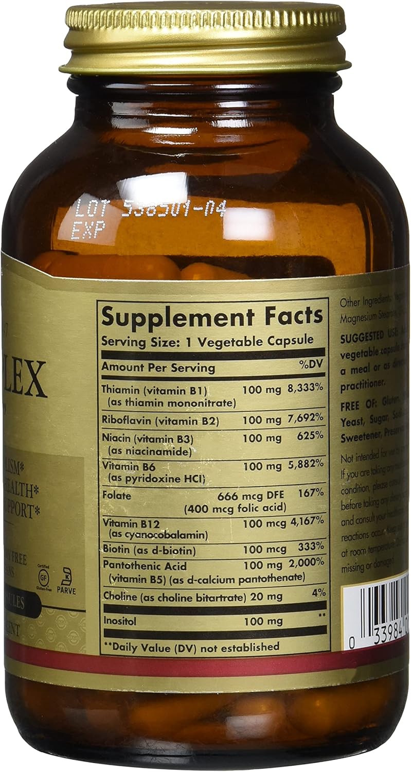 Solgar B-Complex 100 Vegetable Capsules for Heart Health - 1200 Count Pack