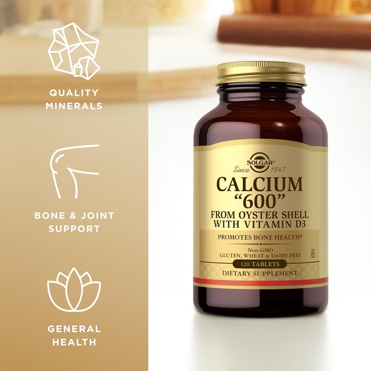 Solgar Calcium "600" Tablets with Vitamin D3 - 240 Count - Non-GMO, Gluten Free, Dairy Free - Oyster Shell Derived