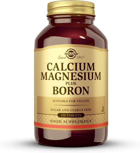 Solgar Calcium Magnesium Boron Tablets - 250 Count - Non-GMO, Vegan, Gluten Free, Dairy Free - 83 Servings
