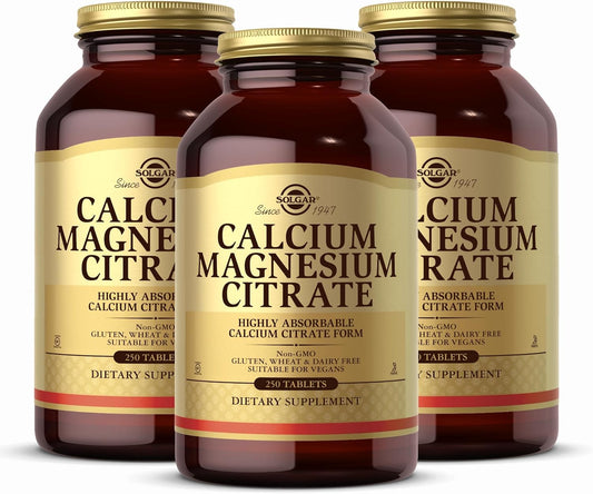 Solgar Calcium Magnesium Citrate Tablets - 750 Tablets, Pack of 3 - Non-GMO, Vegan, Gluten Free, Kosher - 450 Servings
