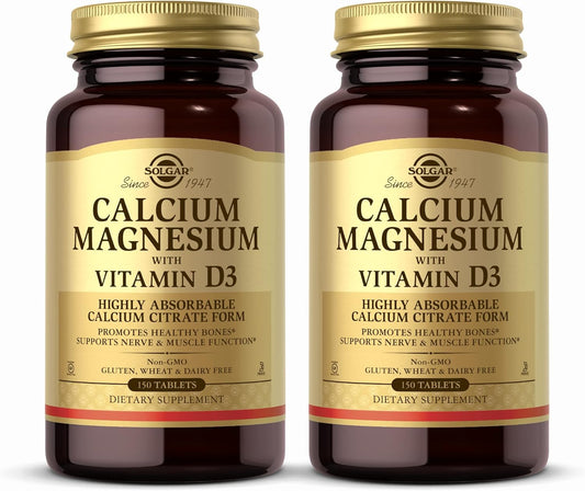Solgar Calcium Magnesium with Vitamin D3-300 Tablets - Supports Bone Health, Nerve & Muscle Function - Non-GMO, Gluten Free, Kosher