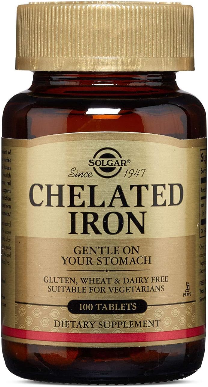 Solgar Chelated Iron Tablets - 100 Count, High Absorption Iron Supplement for Energy Support