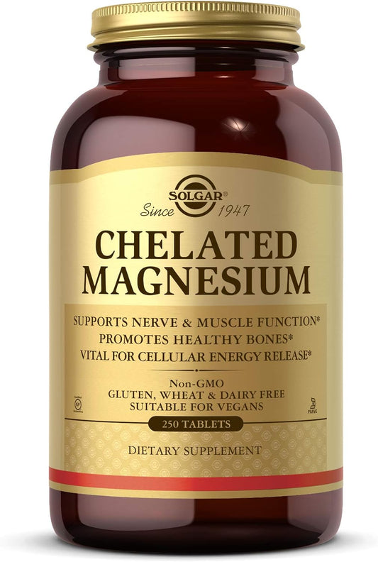Solgar Chelated Magnesium Tablets - Supports Nerve & Muscle Function, Bone Health - Non-GMO, Vegan, Gluten Free - 62 Servings - BoostGo Australia