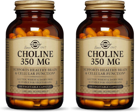 Solgar Choline 350mg 100 Vcaps - 2 Pack - Dietary Supplement