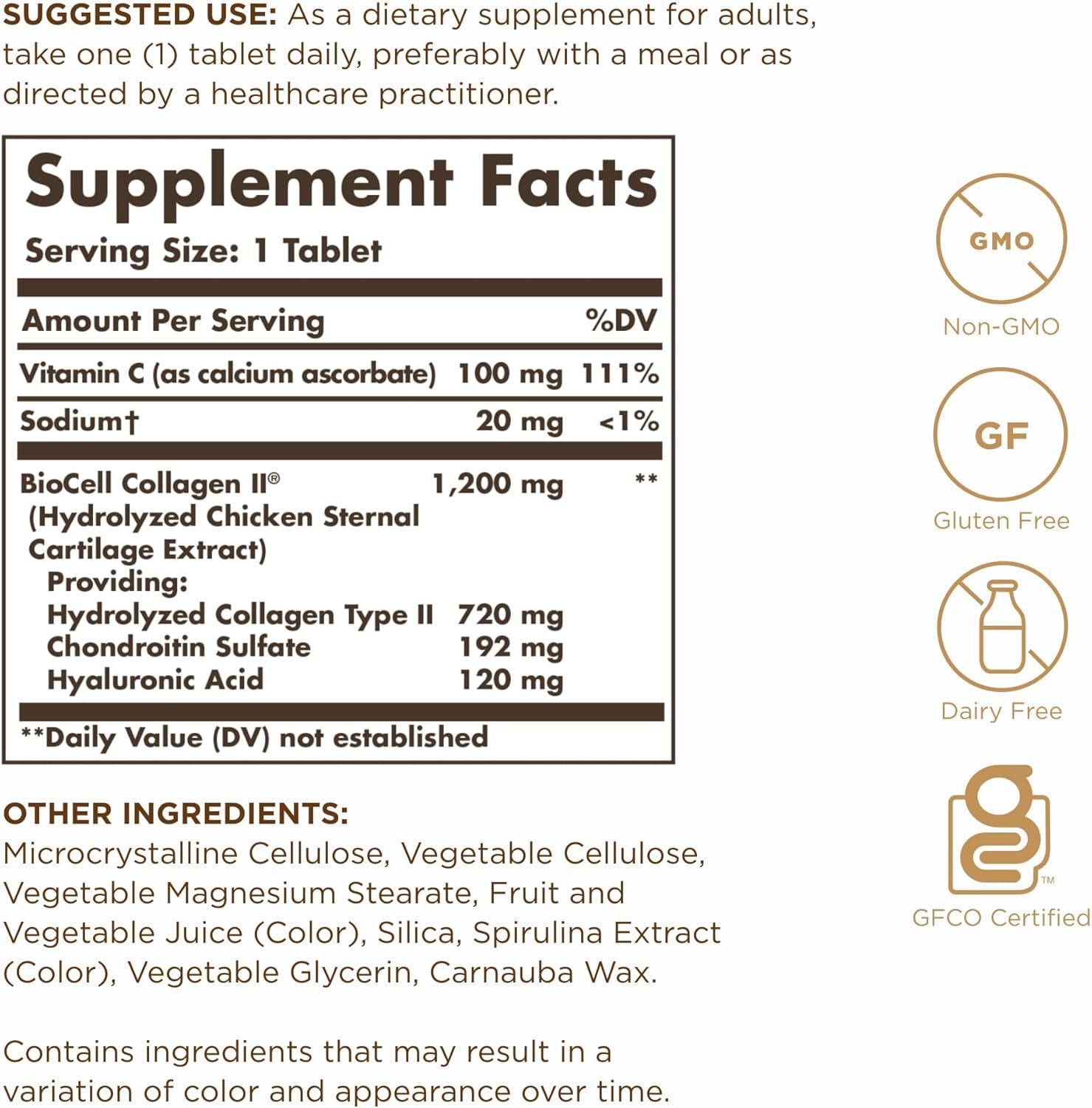 Solgar Collagen Hyaluronic Acid Complex Tablets - Pack of 2, 30 Tablets Each - Non-GMO, Gluten Free, Dairy Free - 60 Servings