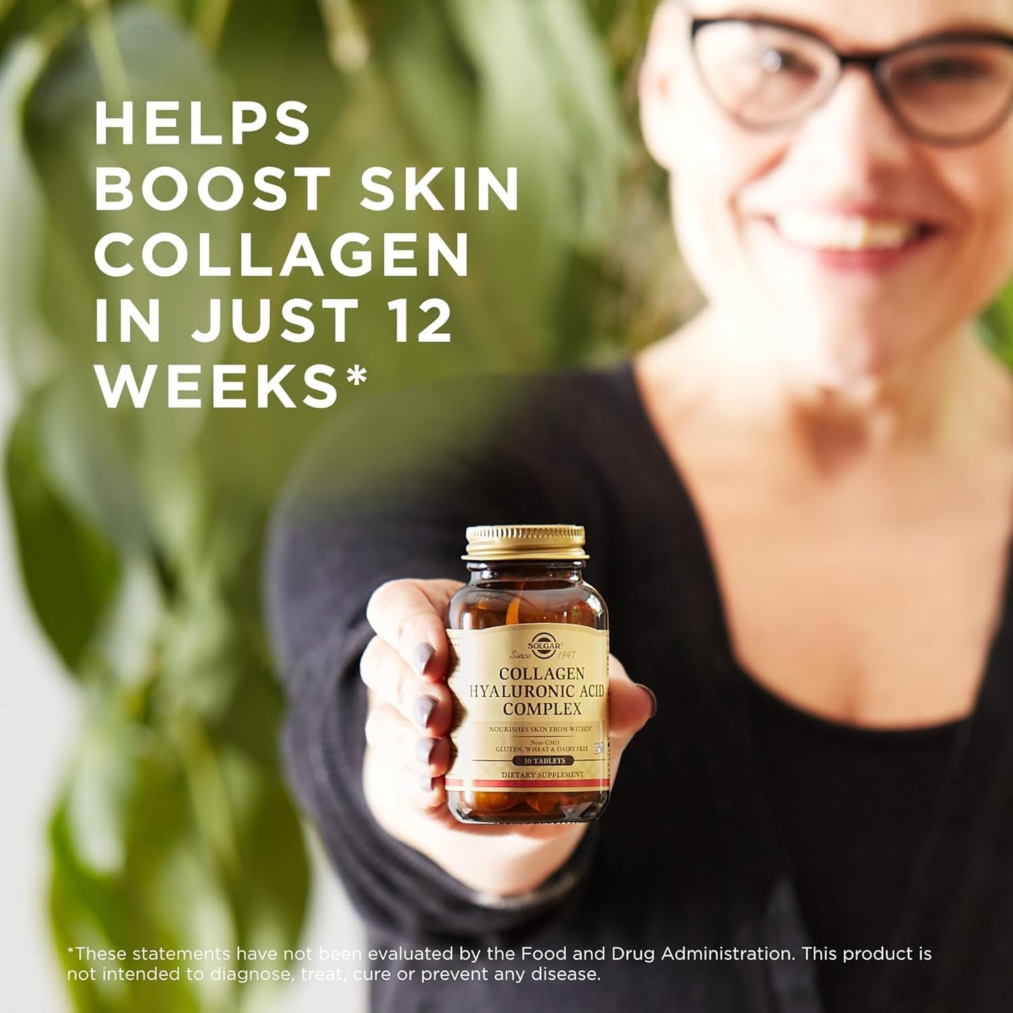 Solgar Collagen Hyaluronic Acid Complex Tablets - Pack of 2, 30 Tablets Each - Non-GMO, Gluten Free, Dairy Free - 60 Servings