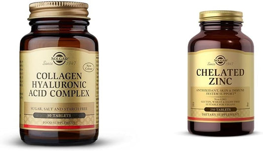 Solgar Collagen Hyaluronic Acid Complex Tablets with Zinc for Healthy Skin and Cell Growth