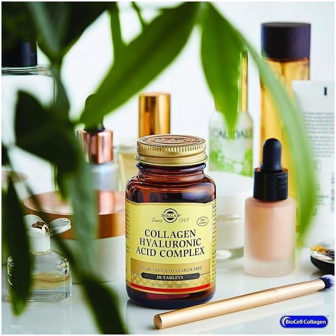 Solgar Collagen Hyaluronic Acid Complex Tablets with Zinc for Healthy Skin and Cell Growth