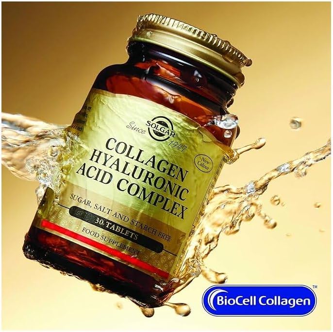Solgar Collagen Hyaluronic Acid Complex Tablets with Zinc for Healthy Skin and Cell Growth