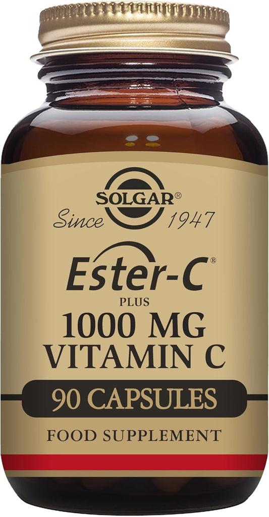 Solgar Ester-C Plus 1000mg Vitamin C Tablets - Non-Acidic Antioxidant & Immune System Support - Gentle On Stomach - Vegan, Non GMO - 90 Servings
