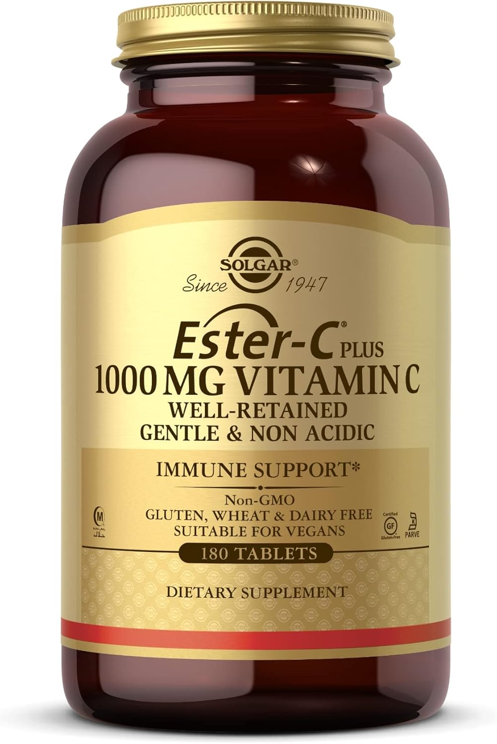 Solgar Ester-C Plus 1000mg Vitamin C Tablets - Pack of 360 - Non-Acidic & Gentle Formula for Respiratory Health - Non-GMO & Gluten-Free