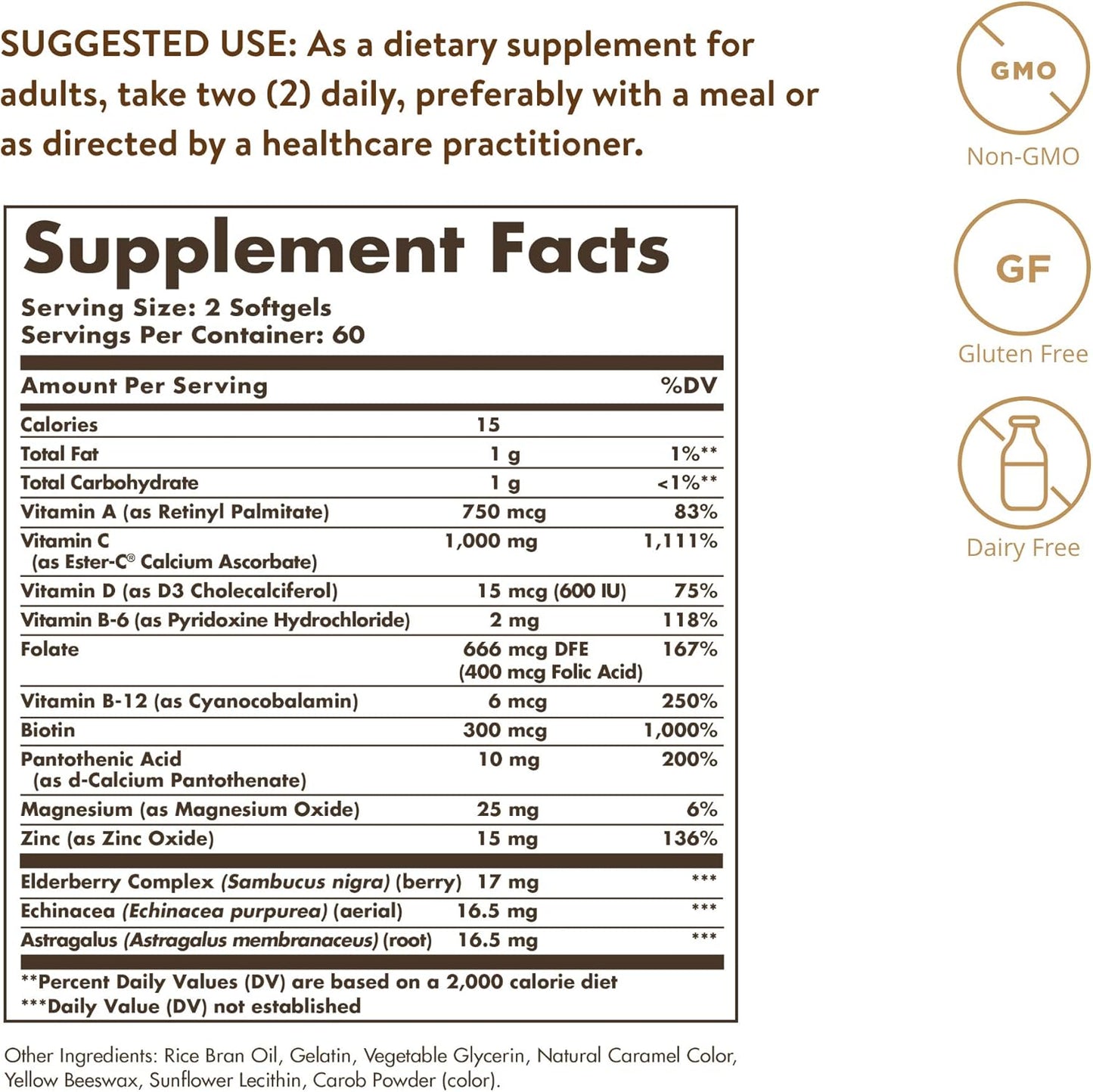 Solgar Ester-C Plus Immune Complex Softgels - 24-Hour Support for Immune System, Respiratory Health - D3, Zinc, Elderberry, Echinacea - Non-GMO, Gluten Free - 60 Servings