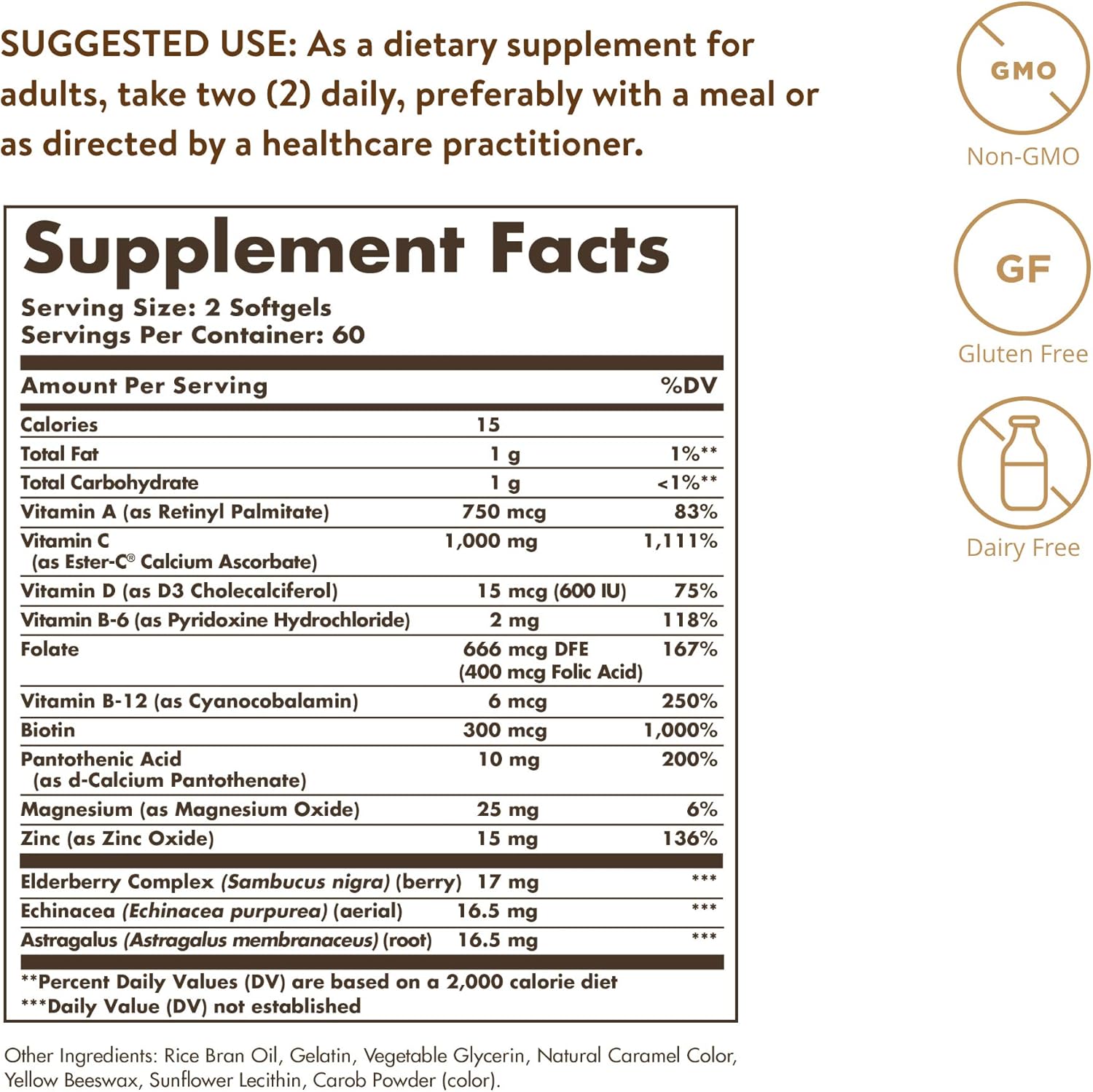 Solgar Ester-C Plus Immune Complex Softgels - 24-Hour Support for Immune System, Respiratory Health - D3, Zinc, Elderberry, Echinacea - Non-GMO, Gluten Free - 60 Servings