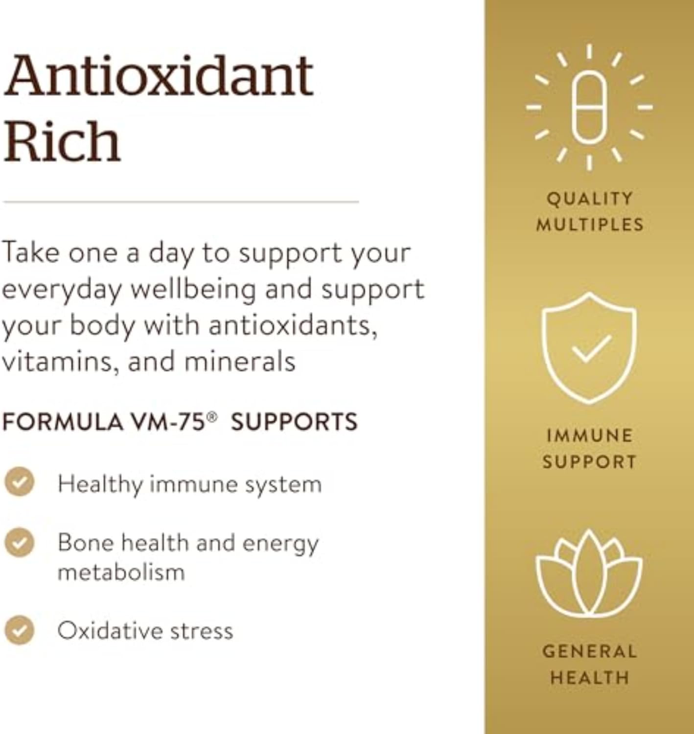 Solgar Formula VM-75 Multivitamin Tablets with Chelated Minerals - Vegan, Gluten-Free, Dairy-Free, Kosher - 90 Servings