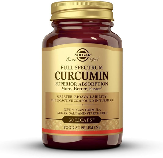 Solgar Full Spectrum Curcumin Liquid Extract Softgels - 30 Count - Supports Brain, Joint, and Immune Health - Fast Absorption - Non-GMO, Gluten-Free, Dairy-Free, Soy-Free - 30 Servings
