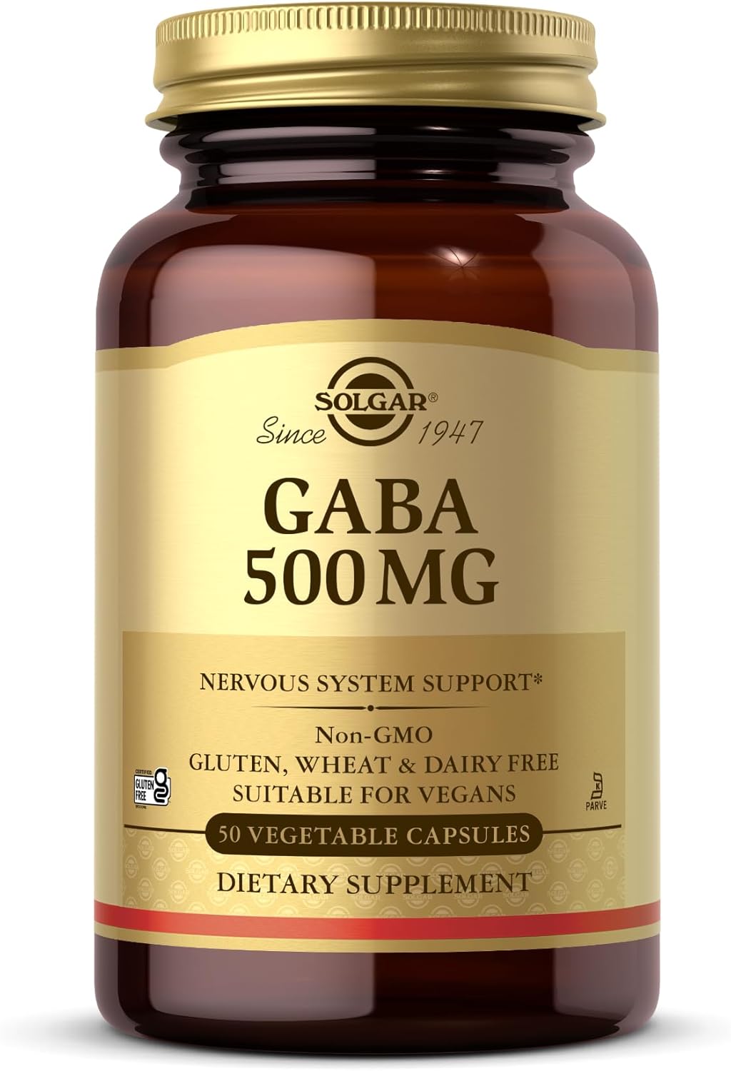 Solgar GABA 500mg Capsules - 50 Vegetarian Capsules for Relaxation and Mood Support
