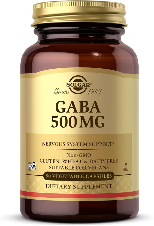 Solgar GABA 500mg Capsules - 50 Vegetarian Capsules for Relaxation and Mood Support