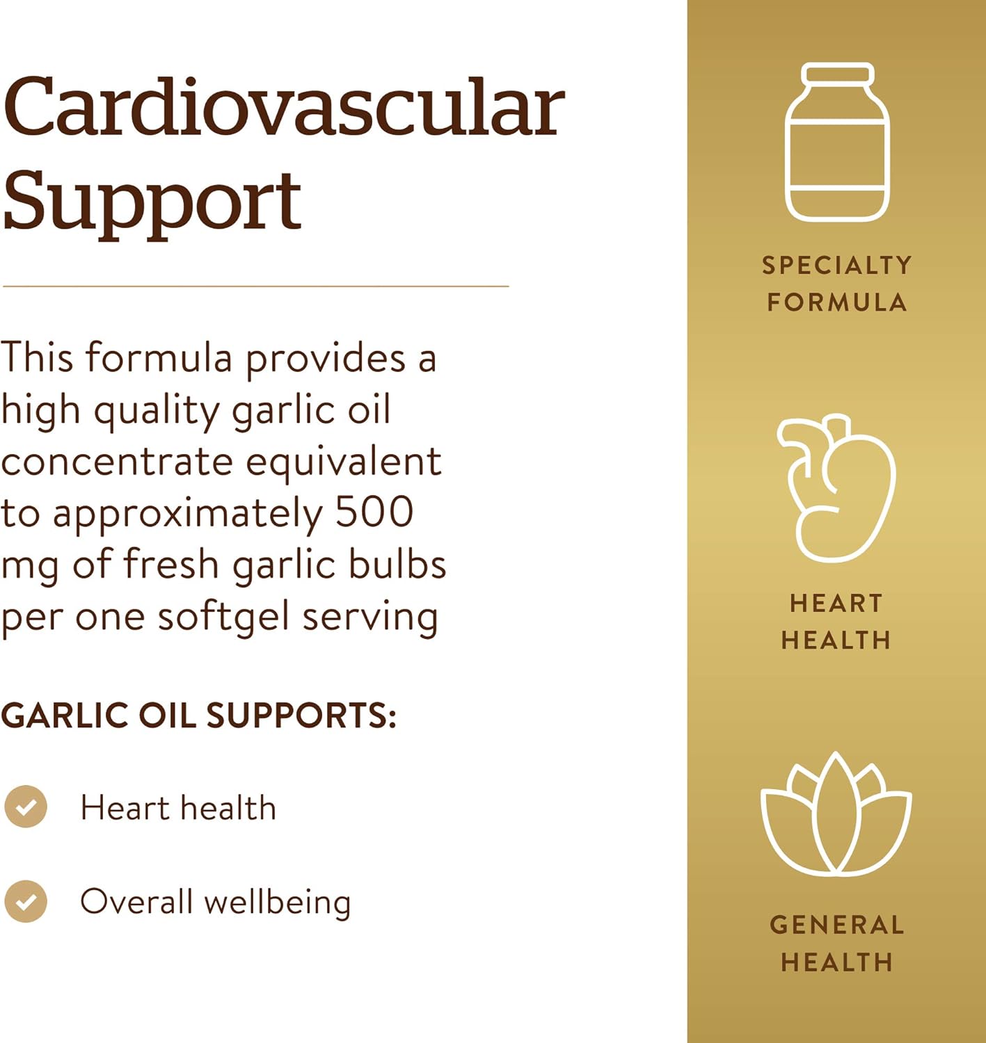 Solgar Garlic Oil Perles - 250 Softgels for Cardiovascular Support - Concentrated Garlic Oil, Reduced Odor - Gluten & Dairy Free, 250 Servings