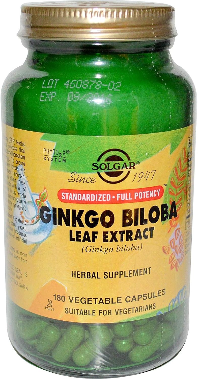 Solgar Ginkgo Biloba Extract - 180 Capsules - Full Potency Standardized Formula
