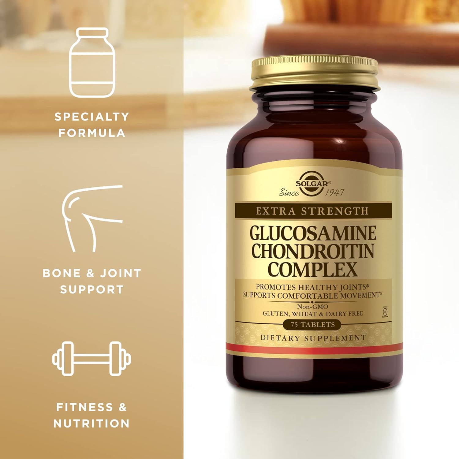 Solgar Glucosamine Chondroitin Complex - Extra Strength Tablets for Healthy Joints & Comfortable Movement - Non-GMO, Gluten & Dairy Free - 25 Servings