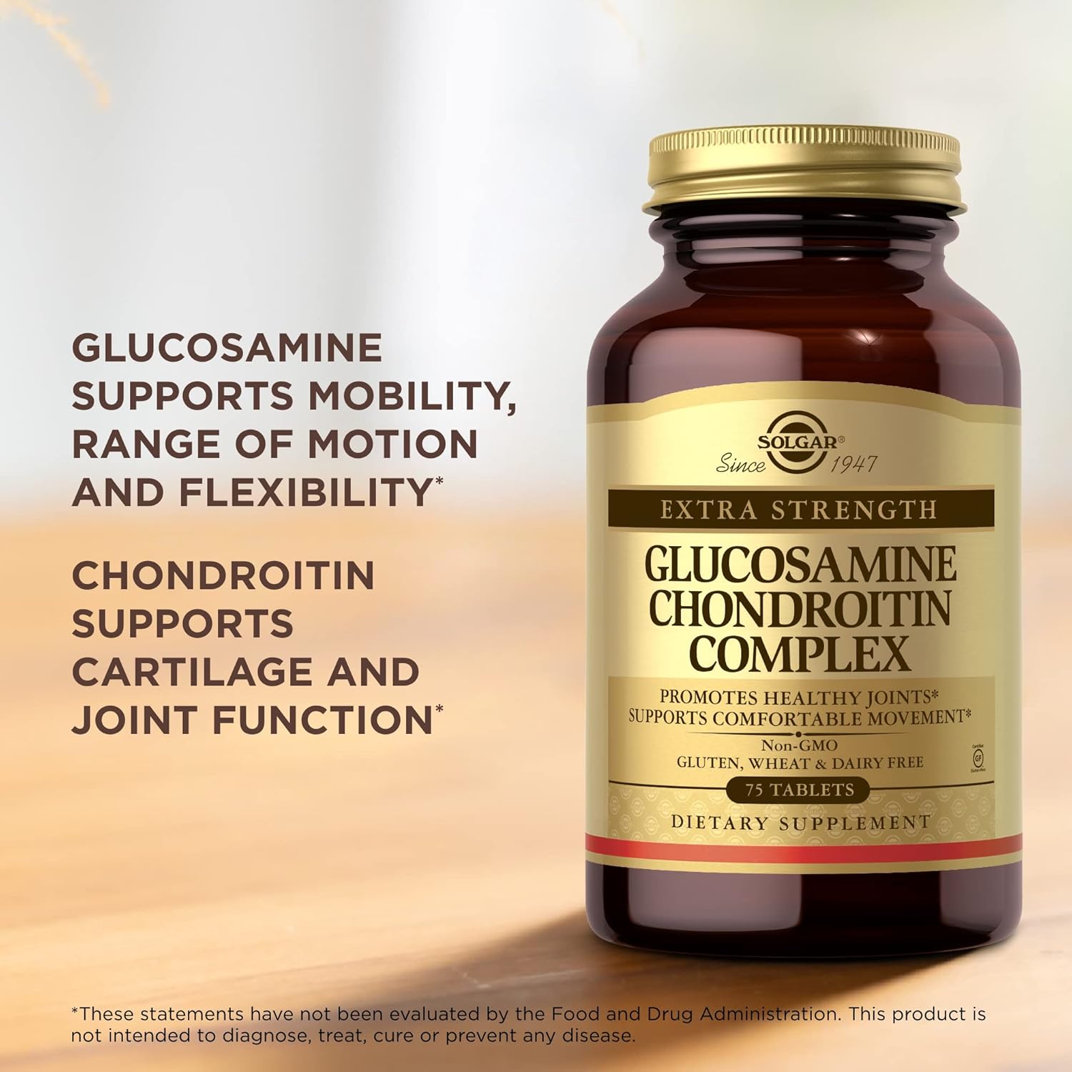 Solgar Glucosamine Chondroitin Complex - Extra Strength Tablets for Healthy Joints & Comfortable Movement - Non-GMO, Gluten & Dairy Free - 25 Servings