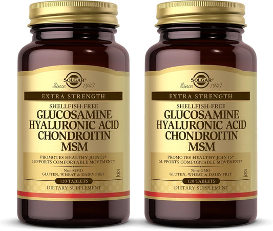Solgar Glucosamine Hyaluronic Acid Chondroitin MSM Tablets - 120 Count, 2 Pack - Supports Joint Health and Mobility - Non-GMO, Gluten-Free - 80 Servings