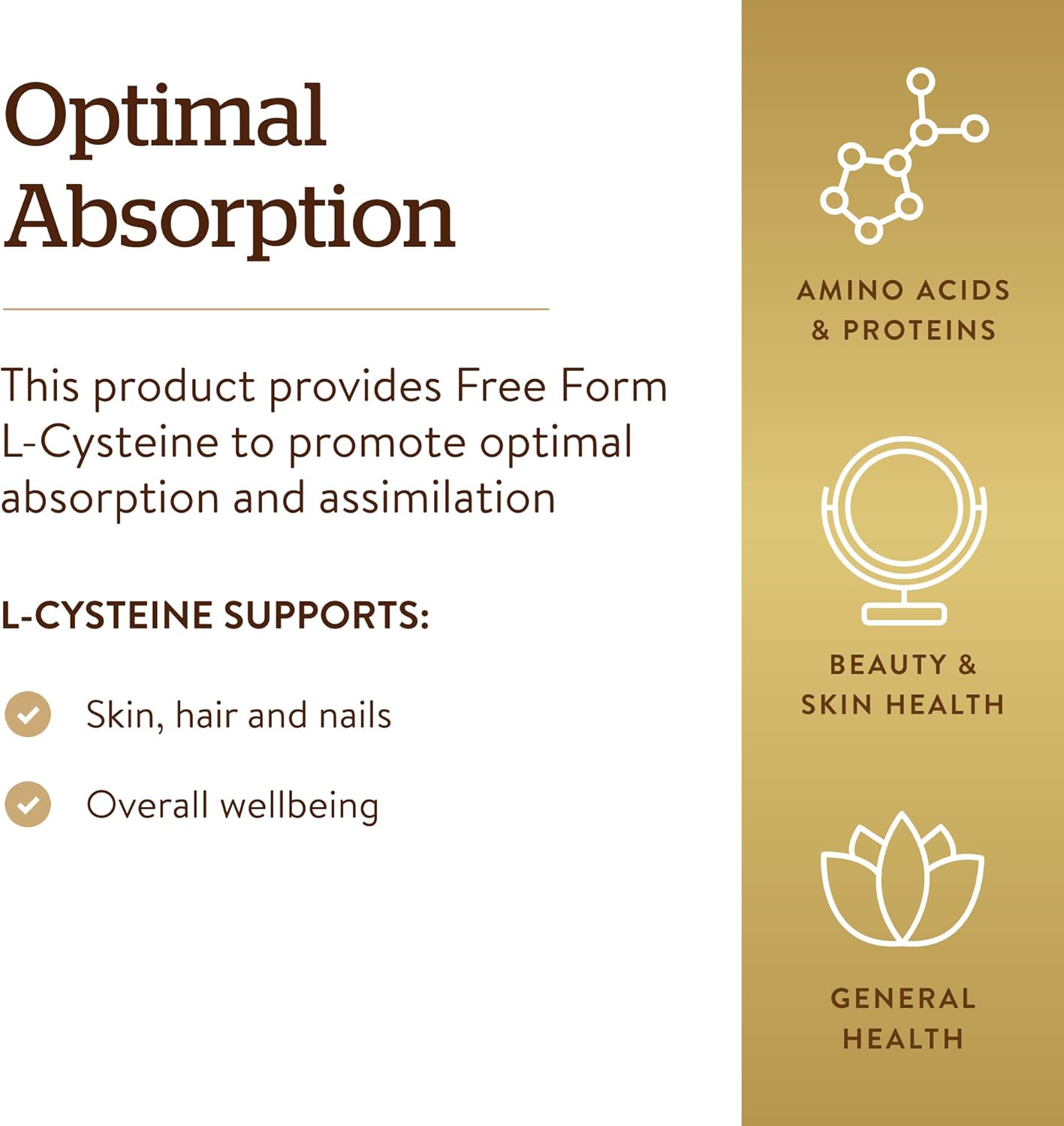 Solgar L-Cysteine 500 mg Capsules - Amino Acid for Skin, Hair & Nails - Glutathione & Keratin Support - Vegan & Gluten Free - 90 Servings