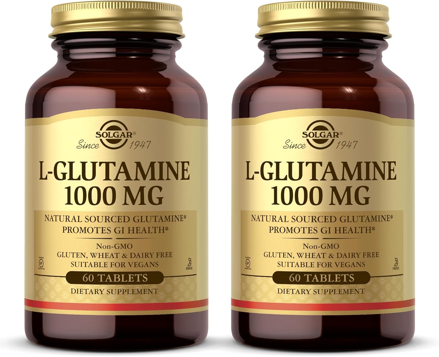 Solgar L-Glutamine 1000mg Tablets - Non-GMO, Vegan, Gluten-Free, Kosher - 120 Servings