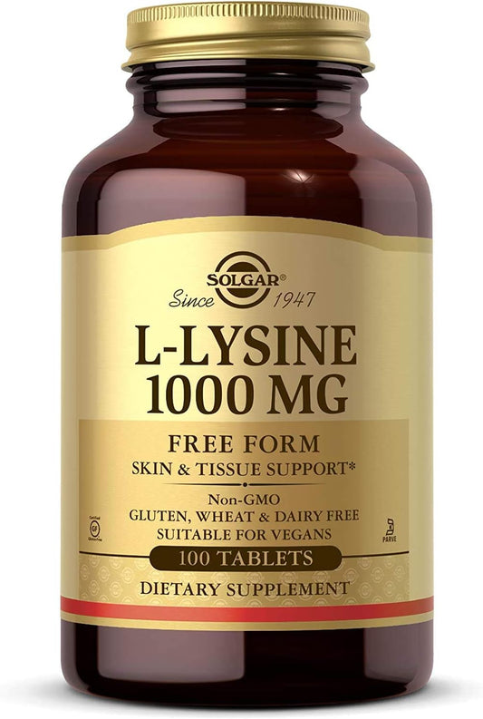 Solgar L-Lysine 1000mg Tablets for Skin & Lips - Supports Collagen & Amino Acids - Enhanced Absorption - Non-GMO, Vegan, Gluten-Free - 100 Servings - BoostGo Australia