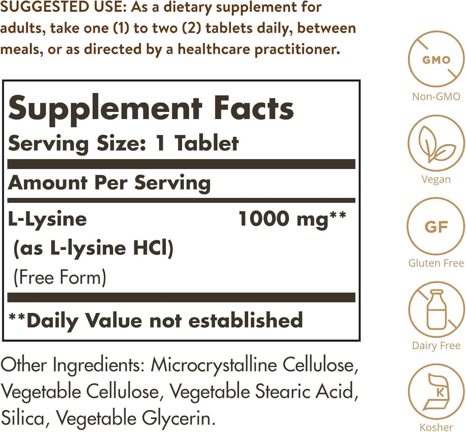 Solgar L-Lysine 1000mg Tablets for Skin & Lips - Supports Collagen & Amino Acids - Enhanced Absorption - Non-GMO, Vegan, Gluten-Free - 100 Servings - BoostGo Australia