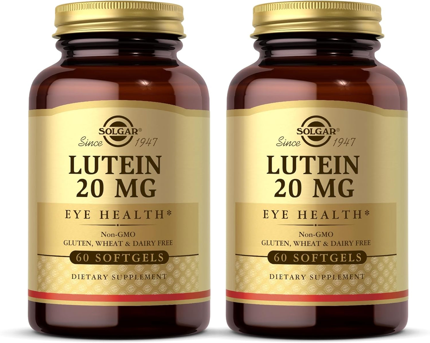 Solgar Lutein Softgels 20mg - Pack of 120 Servings for Eye Health - Gluten & Dairy Free - 2 Bottles