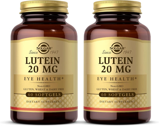 Solgar Lutein Softgels 20mg - Pack of 120 Servings for Eye Health - Gluten & Dairy Free - 2 Bottles